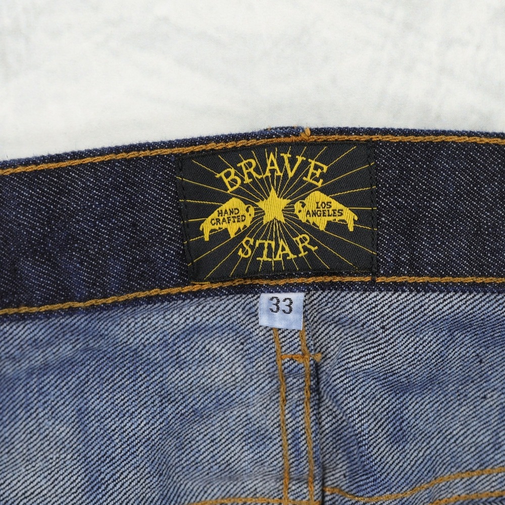 Brave Star Selvage Jeans Mens 33x36 Indigo Blue Raw Denim Made in USA Button Fly - Picture 9 of 15